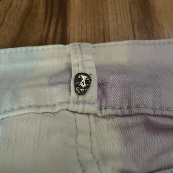 Black Heart Tie Dye High Waist Skull Skinny Jeans 11 - Picture 7 of 12